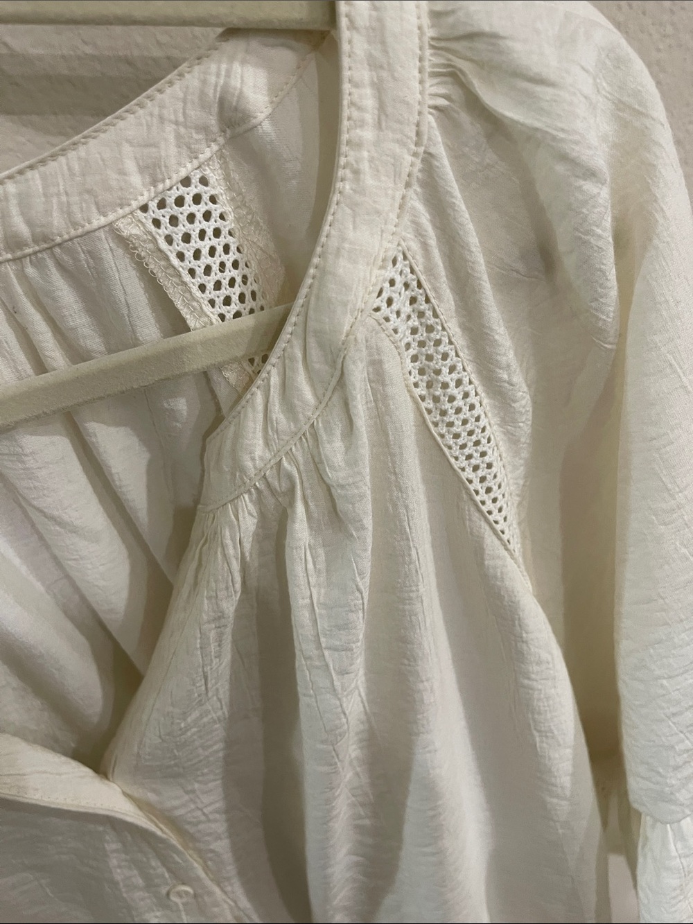 Anthropologie Cream Short Sleeve Peplum Swing Top 1X - Picture 6 of 7